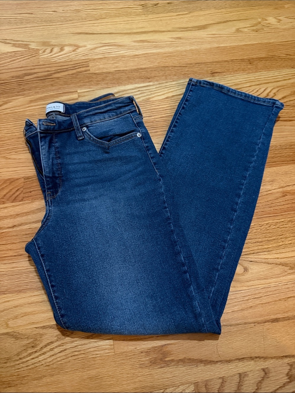 crown & ivy Dark Blue Denim Jeans with Contrast Stitching